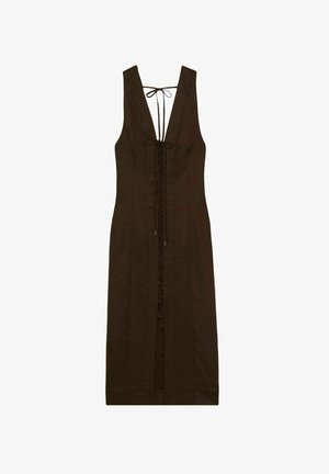 Reiss REGULAR FIT - AMELIA LATTICE FRONT MIDI - Päevakleit - chocolate brown