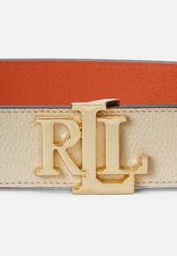 Lauren Ralph Lauren REVERSIBLE PEBBLED LEATHER WIDE BELT - Cinto - explorer sand/rust orange