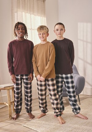 Next, REGULAR FIT CHECK 3 PACK SET - Nattøj sæt - burgundy red brown