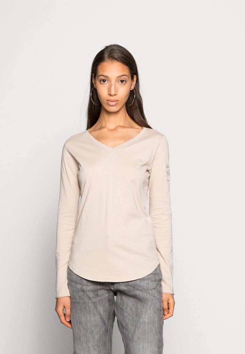 G-STAR ROLLED EDGE V NECK LONGSLEEVE - Camisola de manga comprida - brick