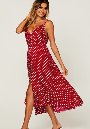 BUTTON DOWN HIGH LOW STRAPPY - Day dress - wine