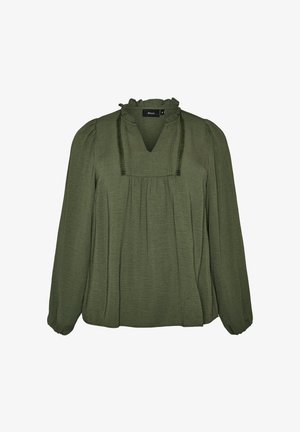 Zizzi, BLUSE MIT V-AUSSCHNITT UND HÄKELBAND - Μπλούζα - grün