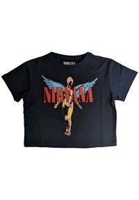 Paradiso Clothing NIRVANA IN UTERO ANGELIC CROP - Print T-shirt - navy