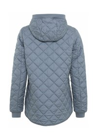 Gequilted gewatteerde jas in lichtgrijs met een capuchon, met ruitvormige stiksel, elastische manchetten en een ronde zoom.