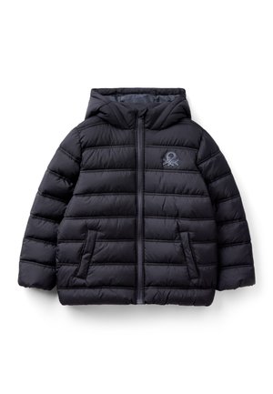 United Colors of Benetton PUFFER WITH HOOD AND LOGO - Winterjacke - black