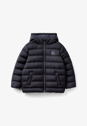 United Colors of Benetton PUFFER WITH HOOD AND LOGO - Winterjacke - black