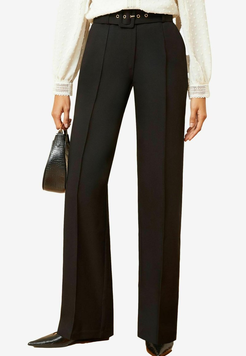 Love & Roses HIGH WAIST WIDE LEG TAILORED  - Auduma bikses - black belted