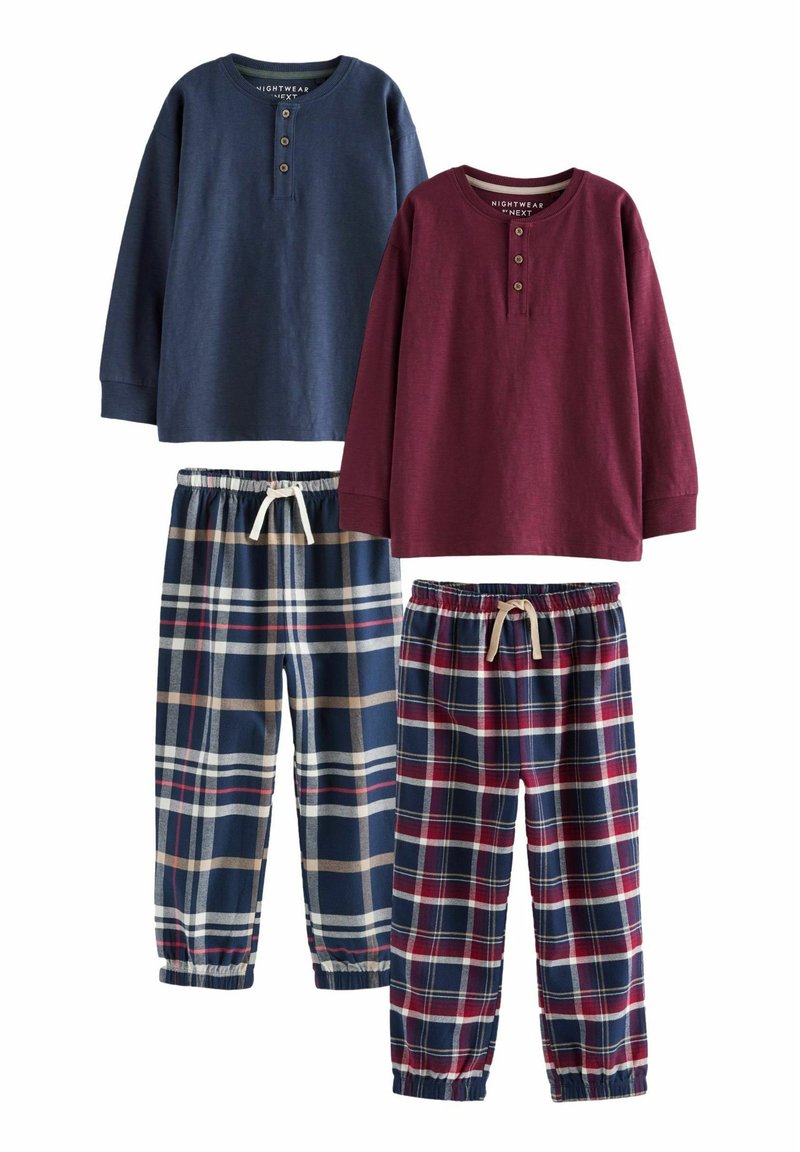 Next LONG SLEEVE CHECK 2 PACK  - REGULAR FIT SET - Pyjama - navy blue burgundy red