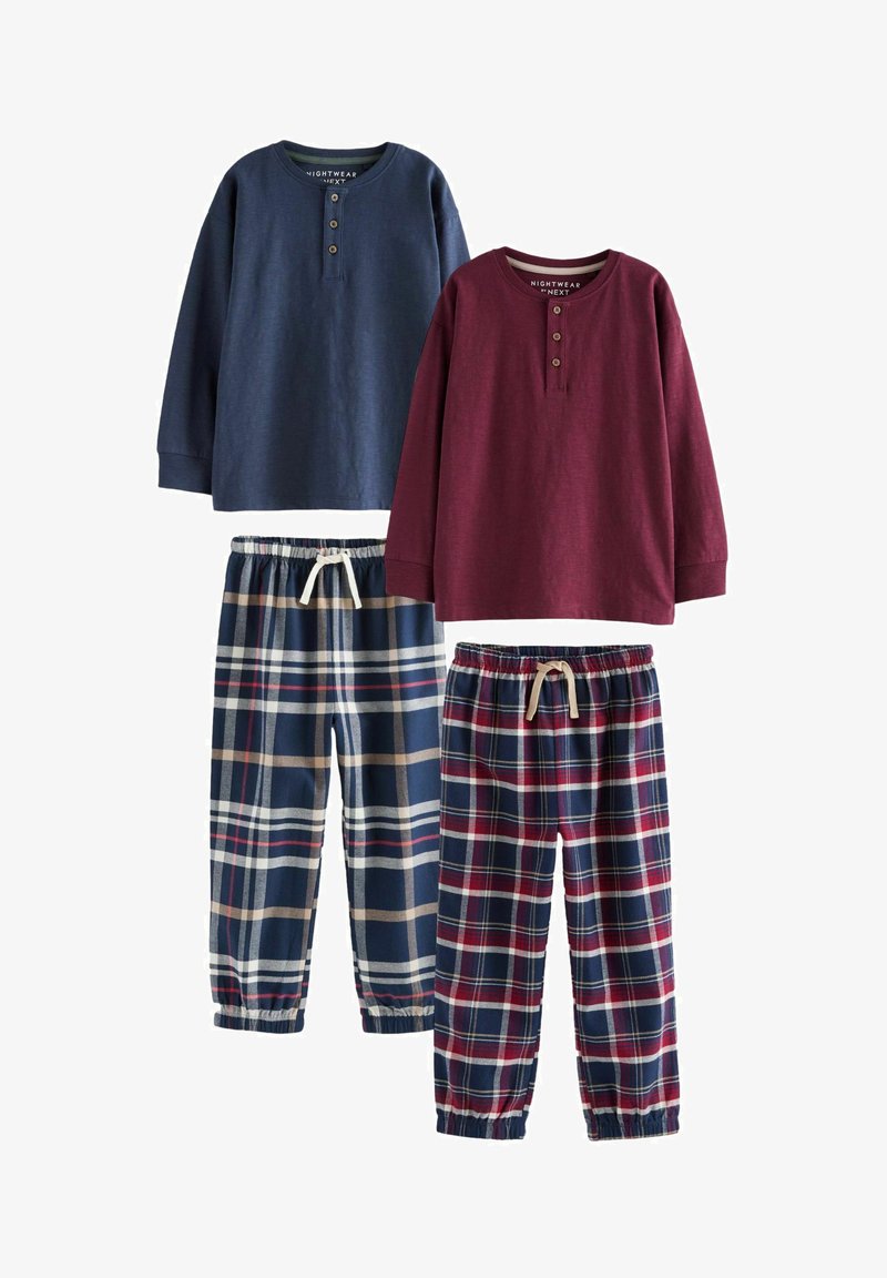 Next LONG SLEEVE CHECK 2 PACK SET - Set lenjerie de noapte - navy blue burgundy red