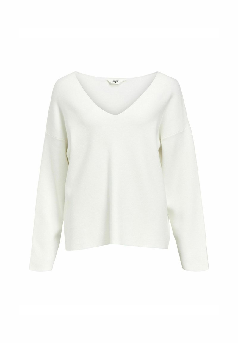 Object Knitted V-neck - Jumper - cloud dancer/off-white - Zalando.ie