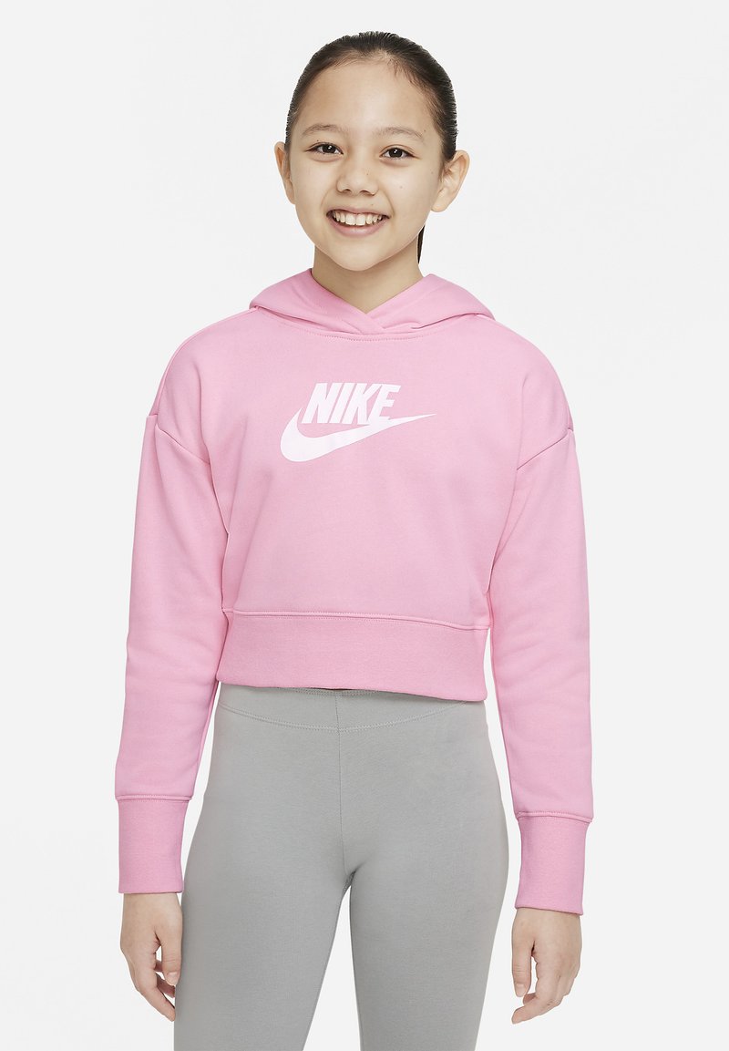 Nike Sportswear CLUB CROP - Hoodie - med soft pink/white/pink -  Zalando.co.uk