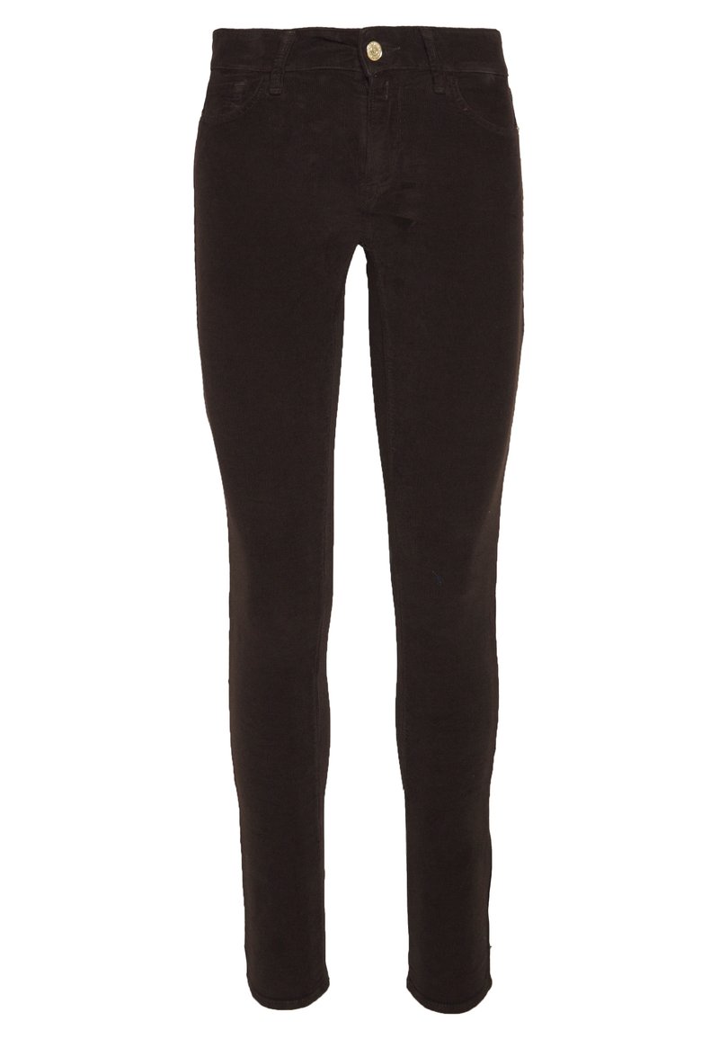 Svarta slim-fit jeans med en slät textur, med en knapp framtill, bältesömmar och design med fem fickor. Tyget är elastiskt.