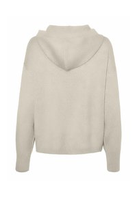 Felpa beige realizzata in tessuto morbido, con un grande cappuccio, spalle cadenti e polsini e orlo a coste, dal taglio rilassato e ampio.