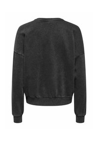Sweat-shirt noir avec col ras du cou, poignets et ourlet côtelés, coupe décontractée. Confectionné en tissu texturé avec une finition lisse.
