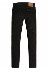 Svarta jeans i denim med rak passform, med bakfickor, en läderlogopatch på midjan och subtila sömdetaljer.