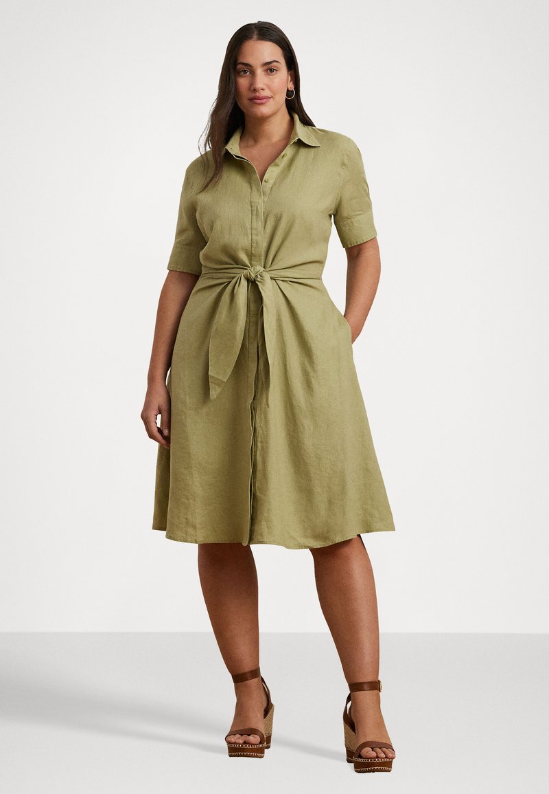 Lauren Ralph Lauren Woman TIE FRONT LINEN SHIRTDRESS - Shirt dress - light olive/olive - Zalando.ie Lauren Ralph Lauren Woman TIE FRONT LINEN SHIRTDRESS - Shirt dress - light olive/olive - Zalando.ie