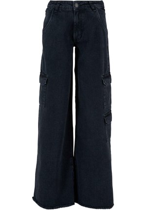 Urban Classics MID WAIST  - Relaxed fit jeans - black charcoal washed