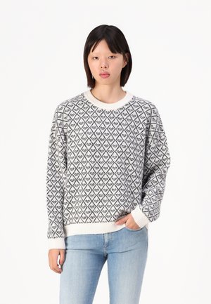 PCNAVI O NECK - Džemperis - cloud dancer/black