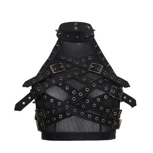 Koi Footwear, VAULT BELTED MESH CROP TOP - Topper - black