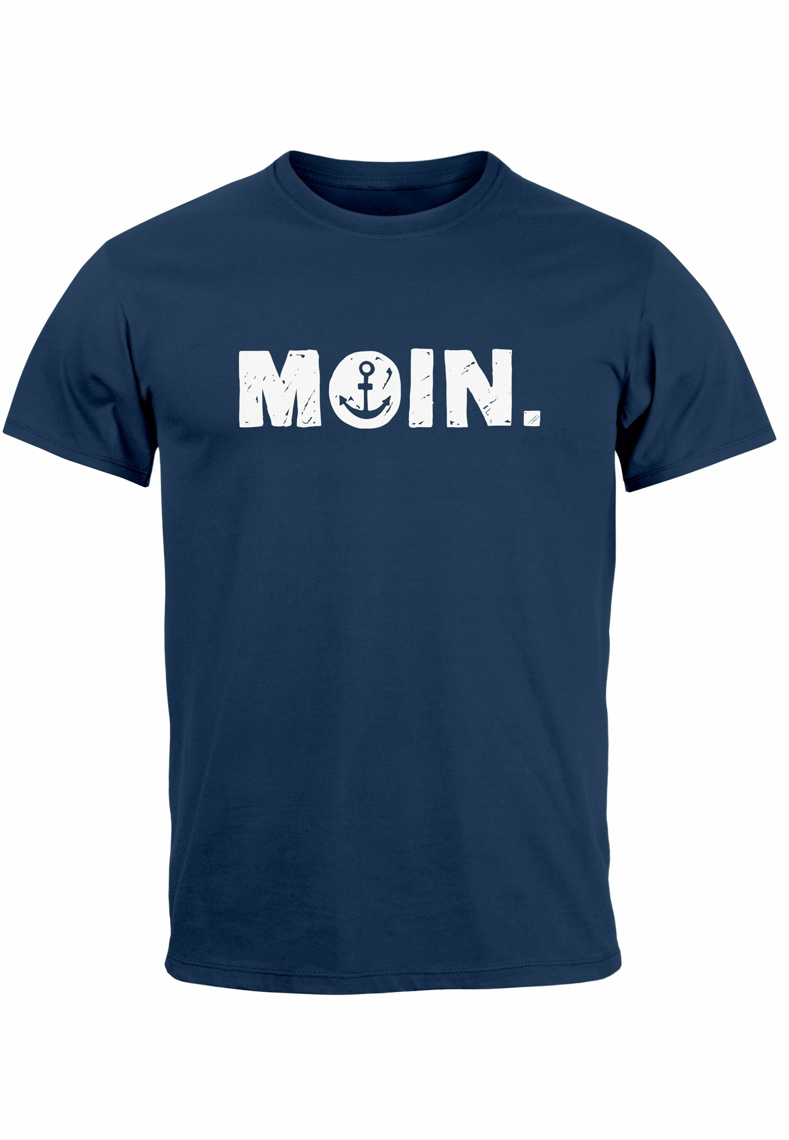 Neverless Herren T-Shirt Mit „Moin“ Print – Norddeutscher Gruß | Slim Fit, 100% Baumwolle, Bis 4XL