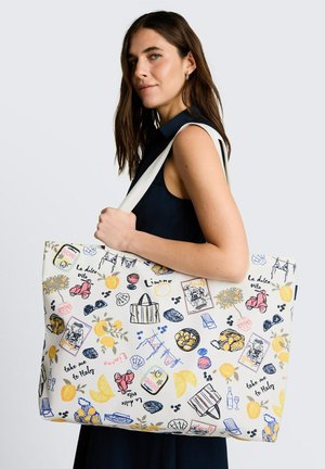 TOM TAILOR, TOM TAILOR ACCESSOIRE STRANDTASCHE AUS CANVAS - Tote bag - summerly lemon print