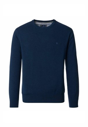 PULLOVER MIT RUNDHALS-AUSSCHNITT - Strickpullover - dunkelblau melange
