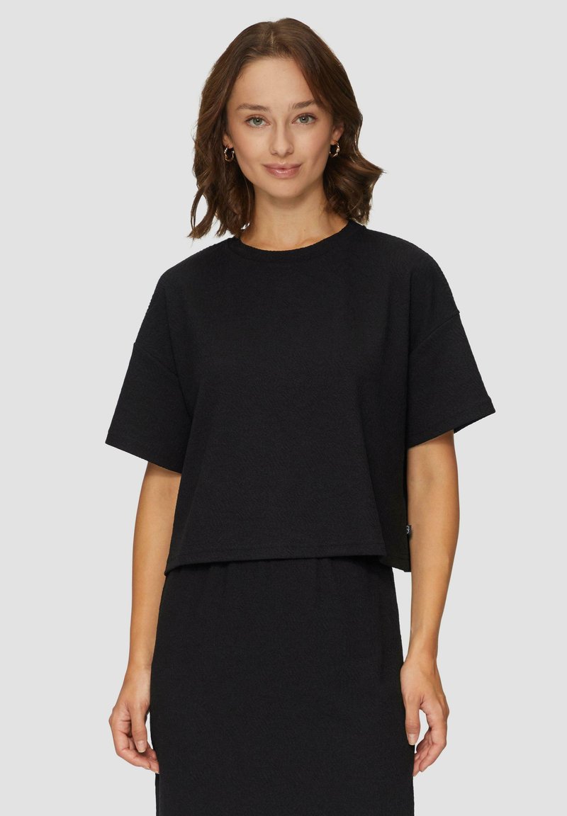 QS VERKÜRZTES MIT STRUKTUR - Blouse - schwarz