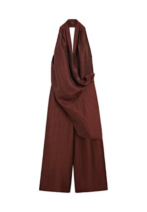 Massimo Dutti, FLOWING DRAPED HALTER NECK JUMPSUIT - Buksedragter - mottled dark red