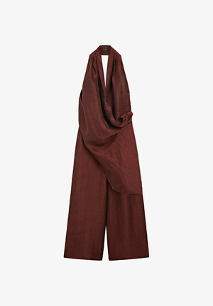 Massimo Dutti, FLOWING DRAPED HALTER NECK JUMPSUIT - Buksedragter - mottled dark red