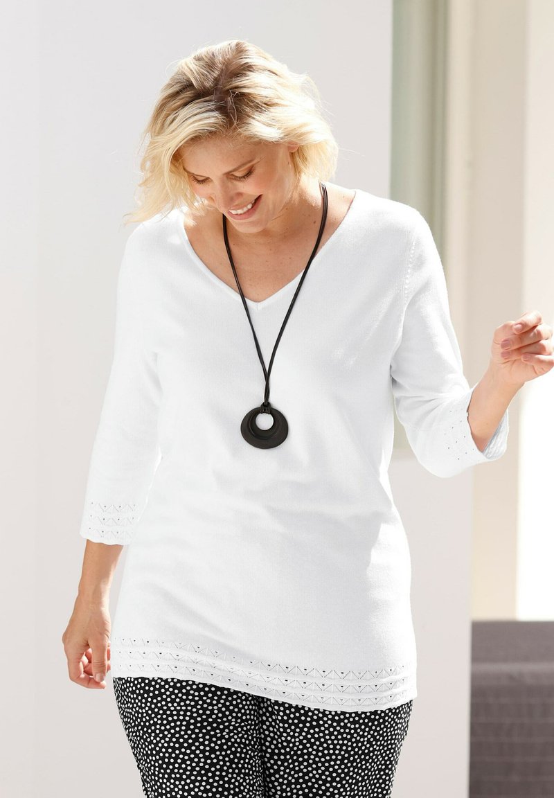 Damen Strickjacken | M. COLLECTION Strickpullover weiß - IR34597 Damen Strickjacken | M. COLLECTION Strickpullover weiß - IR34597
