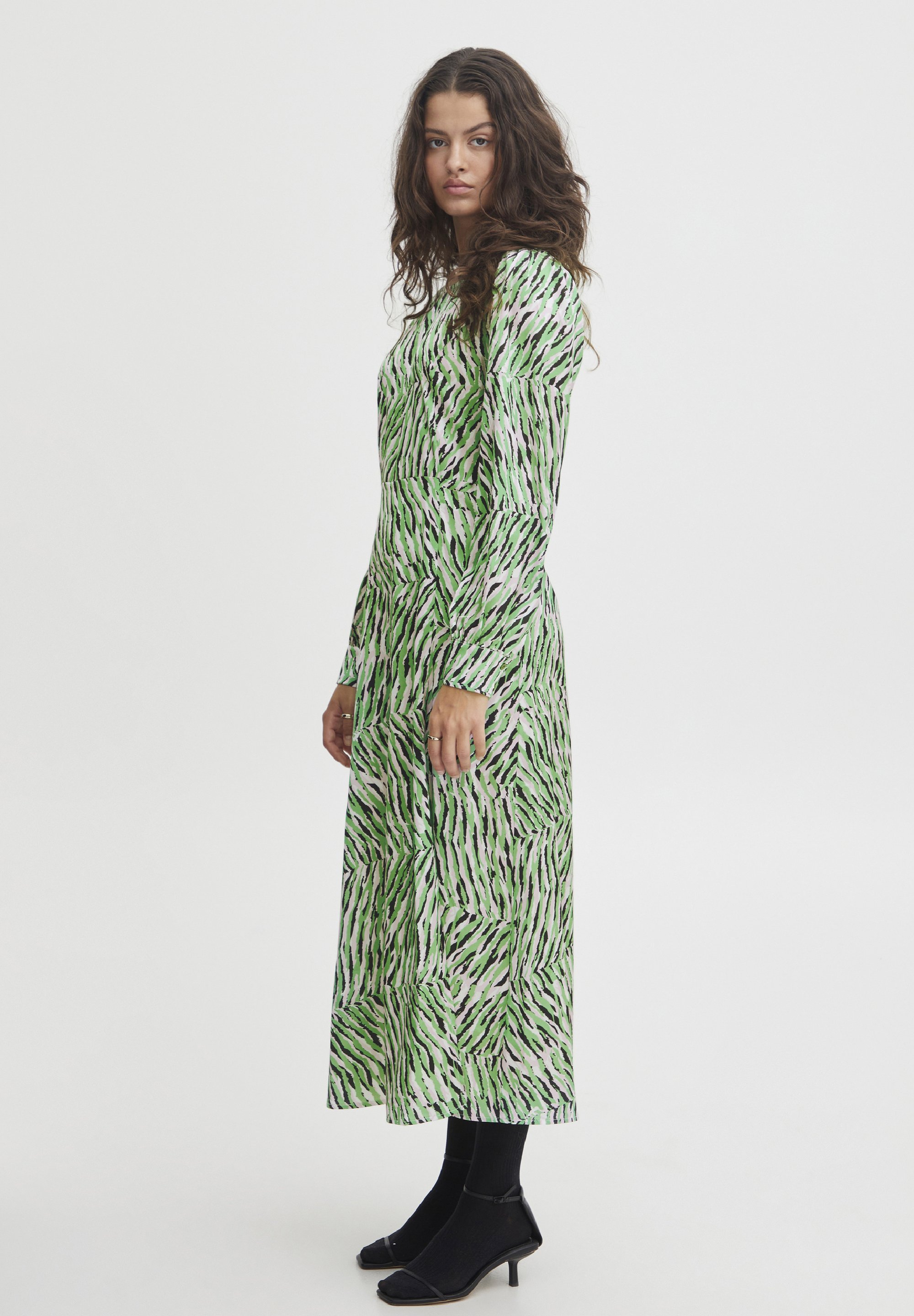 slim fit dress slacks Zebra Print Knit Neon Lace Trim Dress