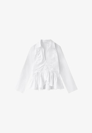 Stradivarius, GATHERED POPLIN SHIRT - Chemisier - white