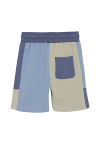 Shorts i bomullsblandning med ett lapptäcke-design i ljusblått, marinblått och beige. Elastisk midja och en liten bakficka i marinblått.