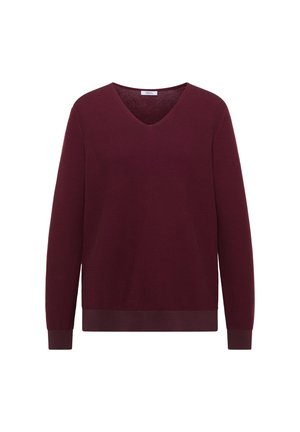 Cecil, TWO-TONE JUMPER WITH V-NECK - Jumper - berry red