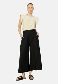 LolaLiza WIDE-LEG FLOWY - Auduma bikses - black
