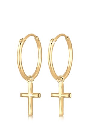 Elli HOOPS CROSS - Náušnice - gold-coloured