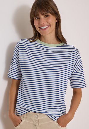Cecil, T-SHIRT MIT STREIFEN UND KONTRASTDETAIL - T-shirt con stampa - deep river blue