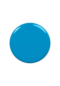 Échantillon de peinture circulaire en bleu brillant et lisse, sans étiquettes ni motifs visibles. Fond blanc uni.