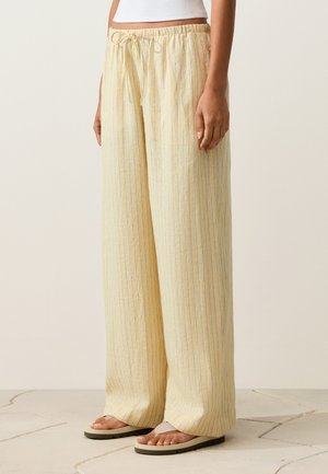 OYSHO, STRAIGHT-LEG PRINT TROUSERS - Pantaloni - mottled yellow