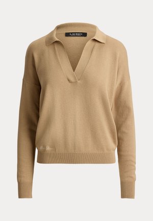 Lauren Ralph Lauren, COTTON-MODAL POLO SWEATER - Jersey de punto - birch tan