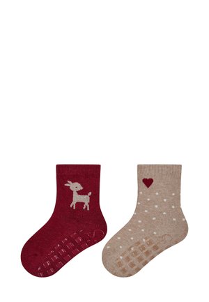 2ER-PACK REH - Socks - dunkelrot melange
