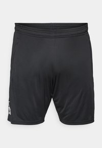 Shorts de sport noirs avec une taille élastique, tissu lisse et un détail de logo sur le bas à gauche. Ajustement personnalisé pour plus de confort.