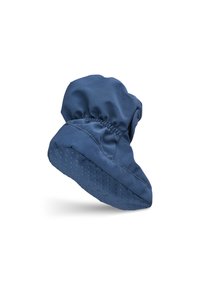 Μπλε μαλακή ύφανση μπότα με συγκεντρωμένη κορυφή, καουτσούκ σόλα με υφή και κουκίδες για αντίσταση στην ολίσθηση.