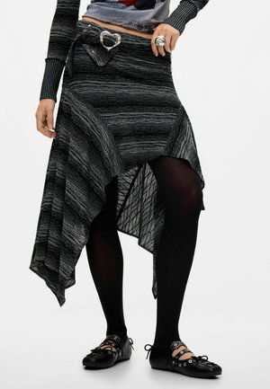 Desigual, ASYMMETRIC KNIT SKIRT - A-line skirt - black