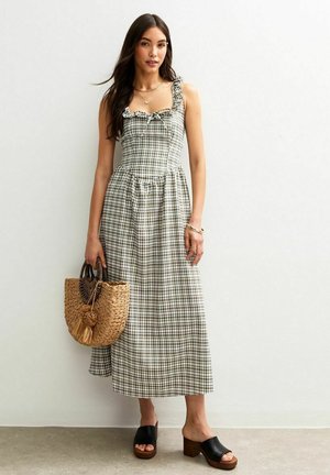 New Look CHECK STRAPPY CORSET MIDI - Day dress - green pattern