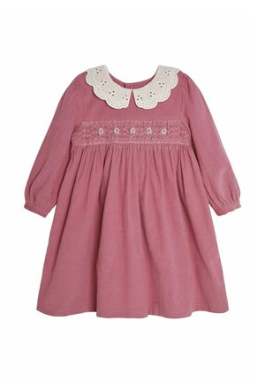 REGULAR FIT - FLORAL EMBROIDERED SMOCKED - Rochie tip cămașă - pink