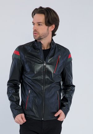 DOUBLE SIDE - Leather jacket - black zig