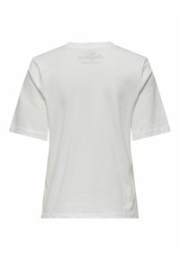 Hvid bomulds t-shirt med klassisk rund halsudskæring, korte ærmer og en enkel design. Har diskret branding øverst på ryggen i lys grå.