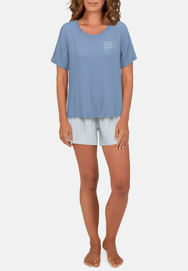 SET - Nachtwäsche Set - blau mittel ringel