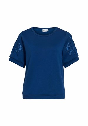 VILA, SHORT SLEEVED SWEATSHIRT VISIFFI ROUND NECK - T-shirt imprimé - navy peony